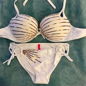 Victoria’s Secret gold sequin swim suit